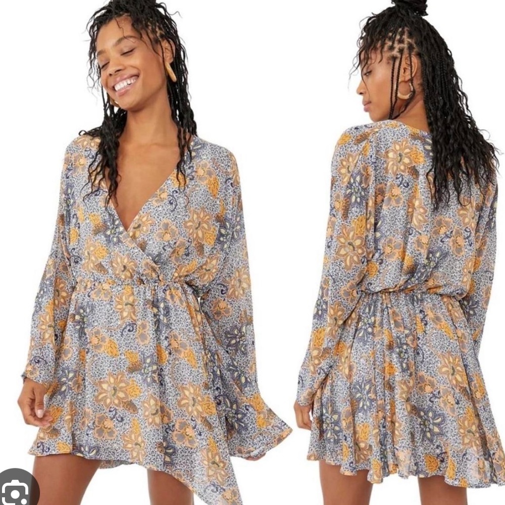 Free People Teegan Mini Dress Blue